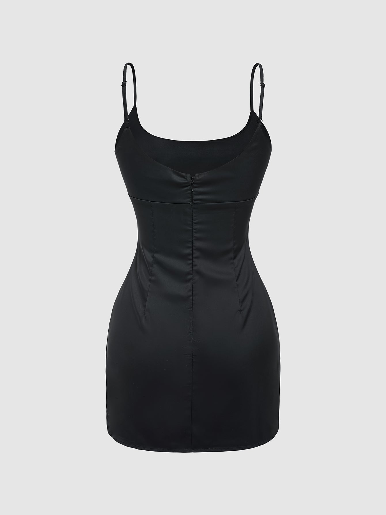 BLACK SATIN MINI DRESS